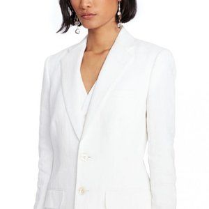 Ralph Lauren Blue Label Cropped White Linen Blazer